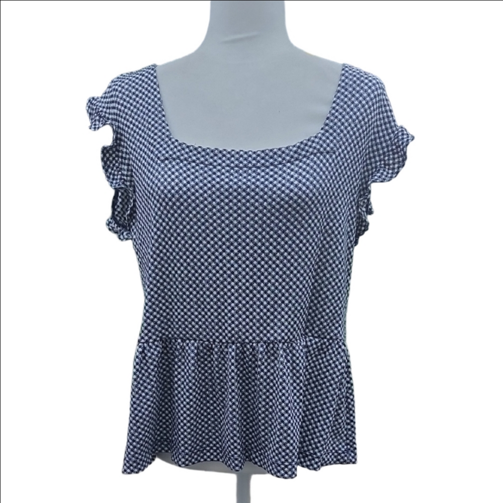 LOFT Monochrome Checkered Blouse